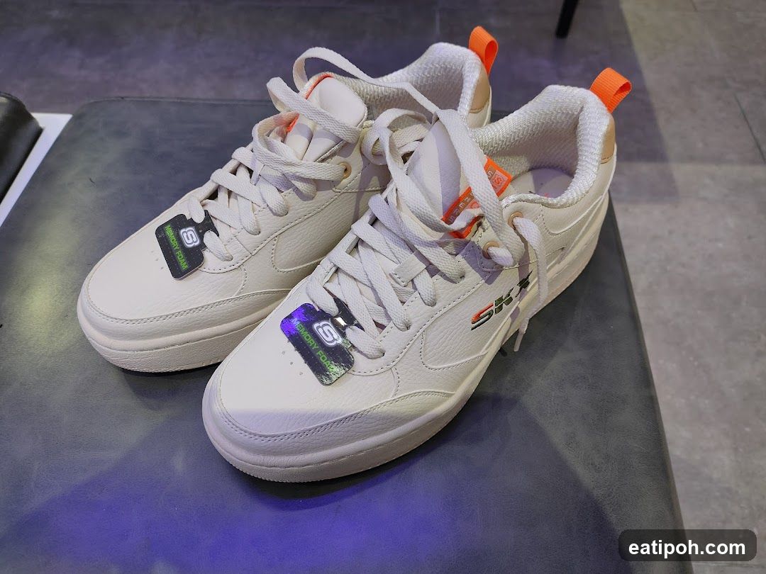 Cream Sneakers with Orange Accents
