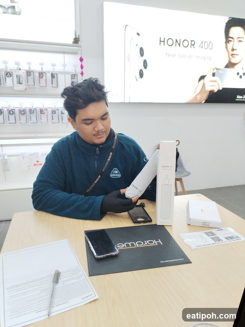 Man holding a product box in a store