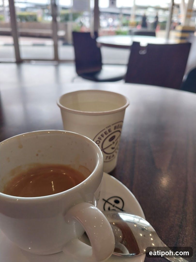Coffee and Water on Table