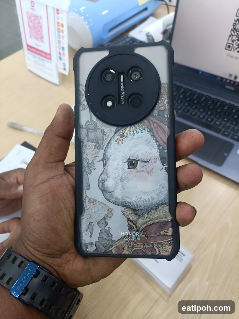 Phone case with rabbit illustration