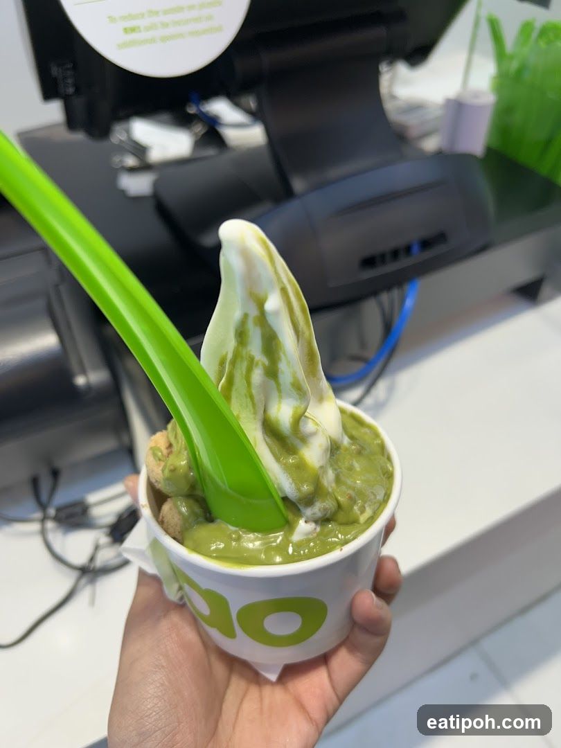 Frozen Yogurt with Matcha Topping