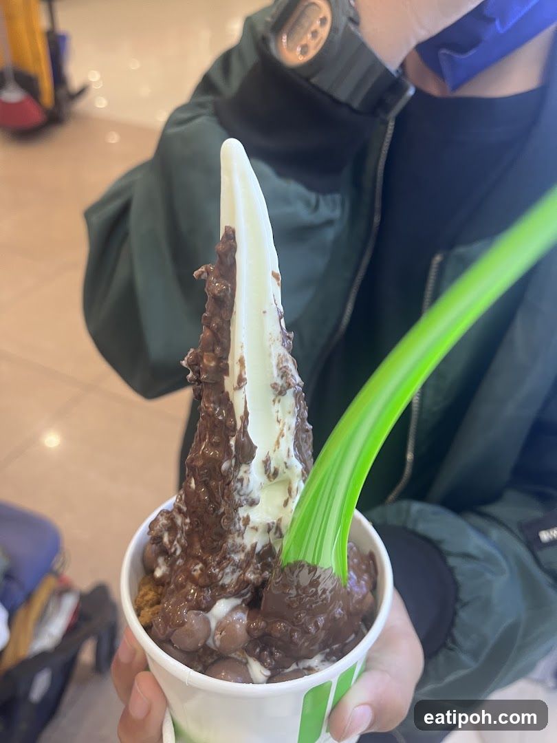 Soft Serve Ice Cream with Chocolate Toppings
