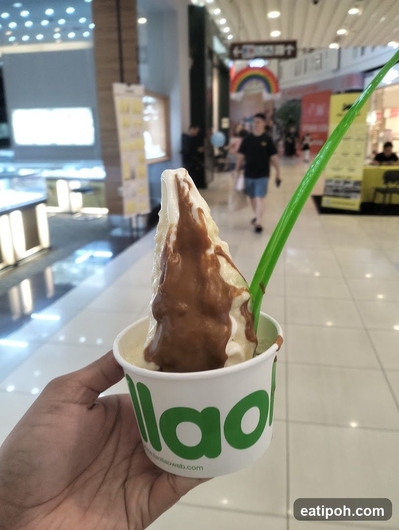 Frozen Yogurt with Chocolate Drizzle