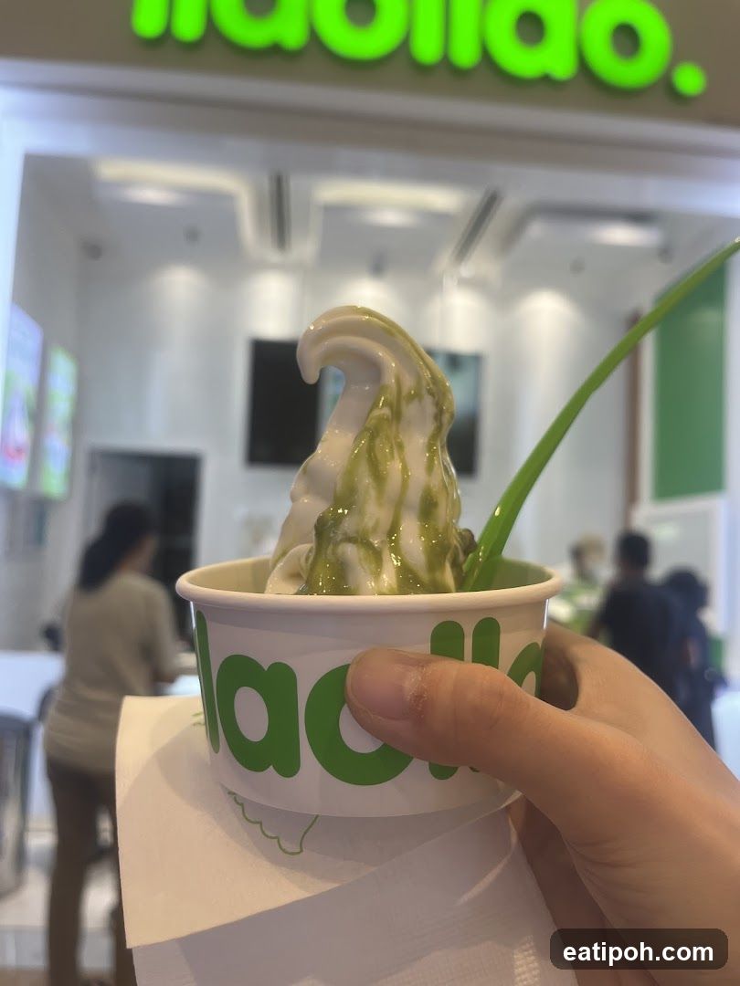 Frozen Yogurt with Matcha Drizzle