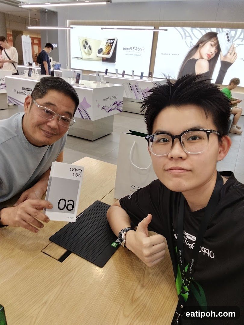 Two people in an electronics store