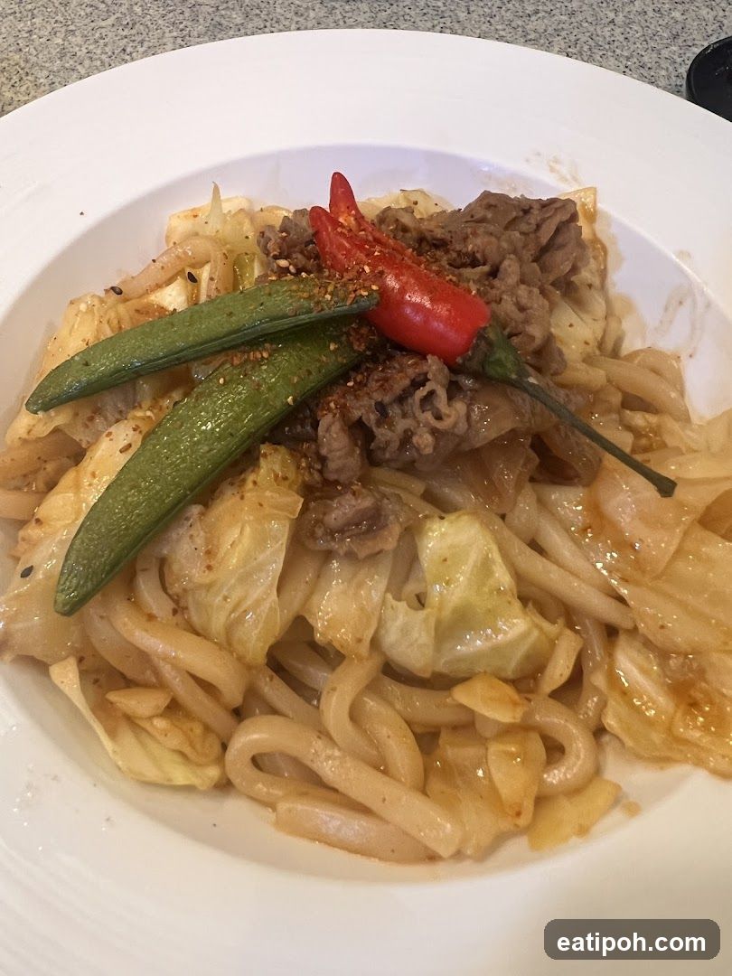 Udon Noodles with Beef and Vegetables
