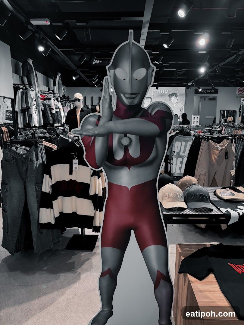Ultraman Cardboard Cutout in Clothing Store