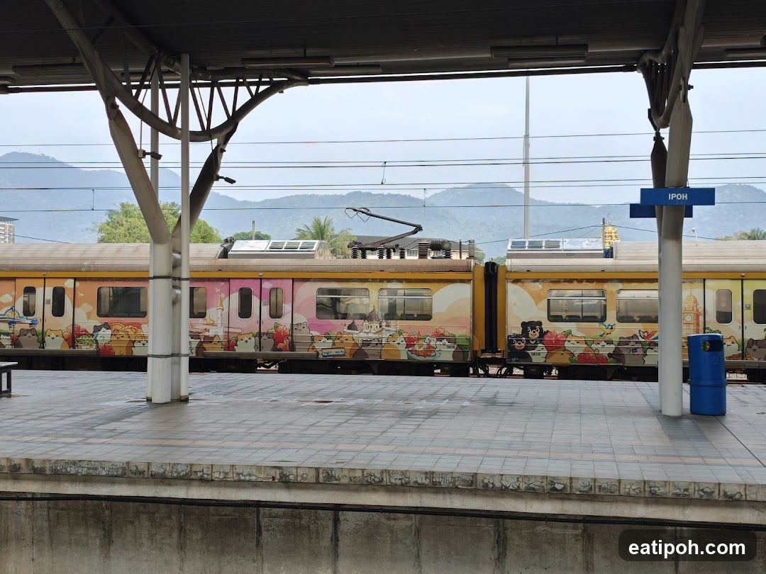 Train Station Platform with Decorated Train