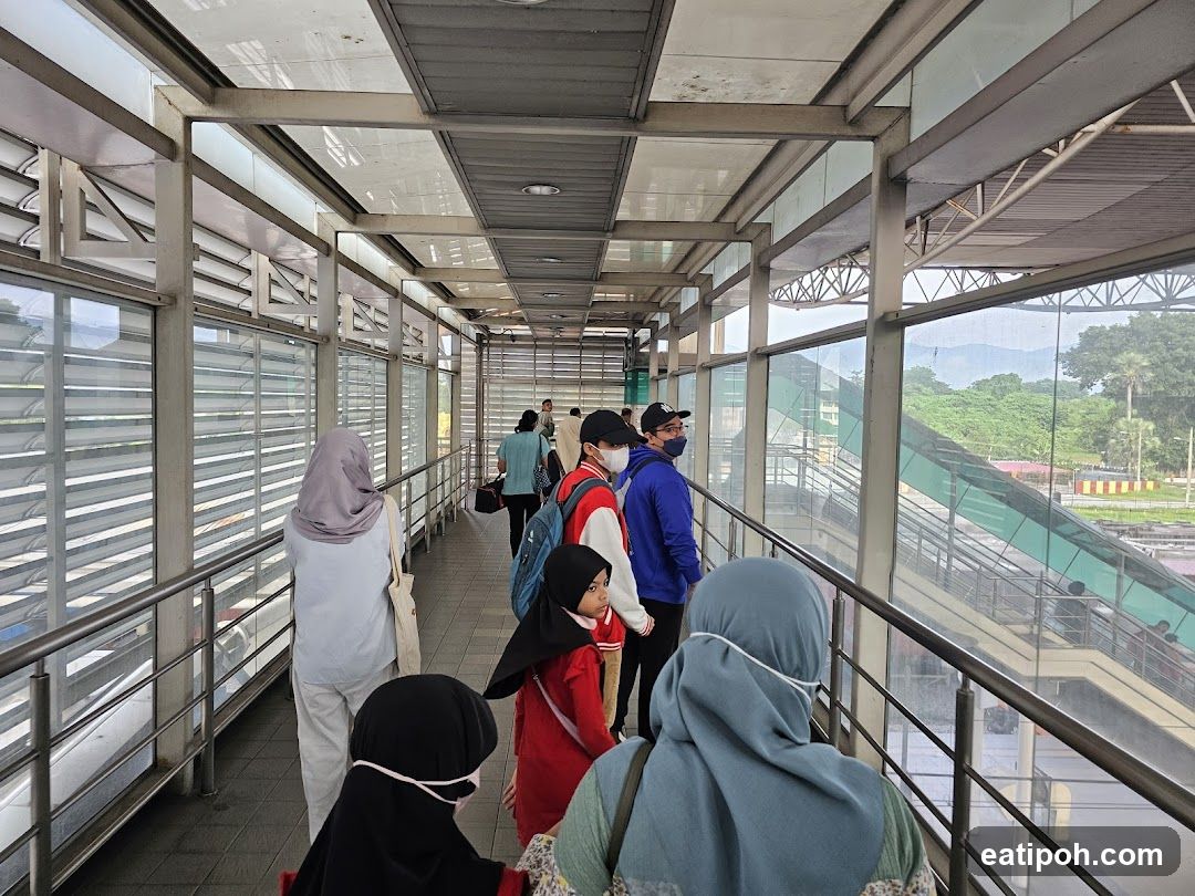 Covered walkway with people