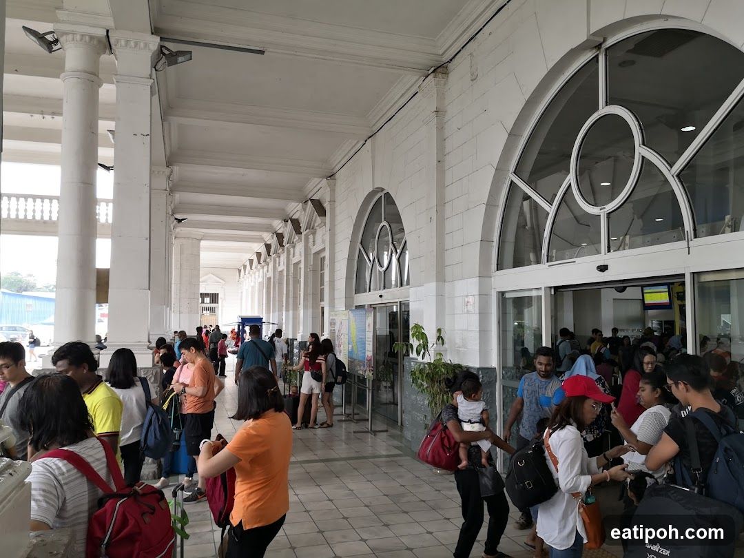 People waiting at a train station