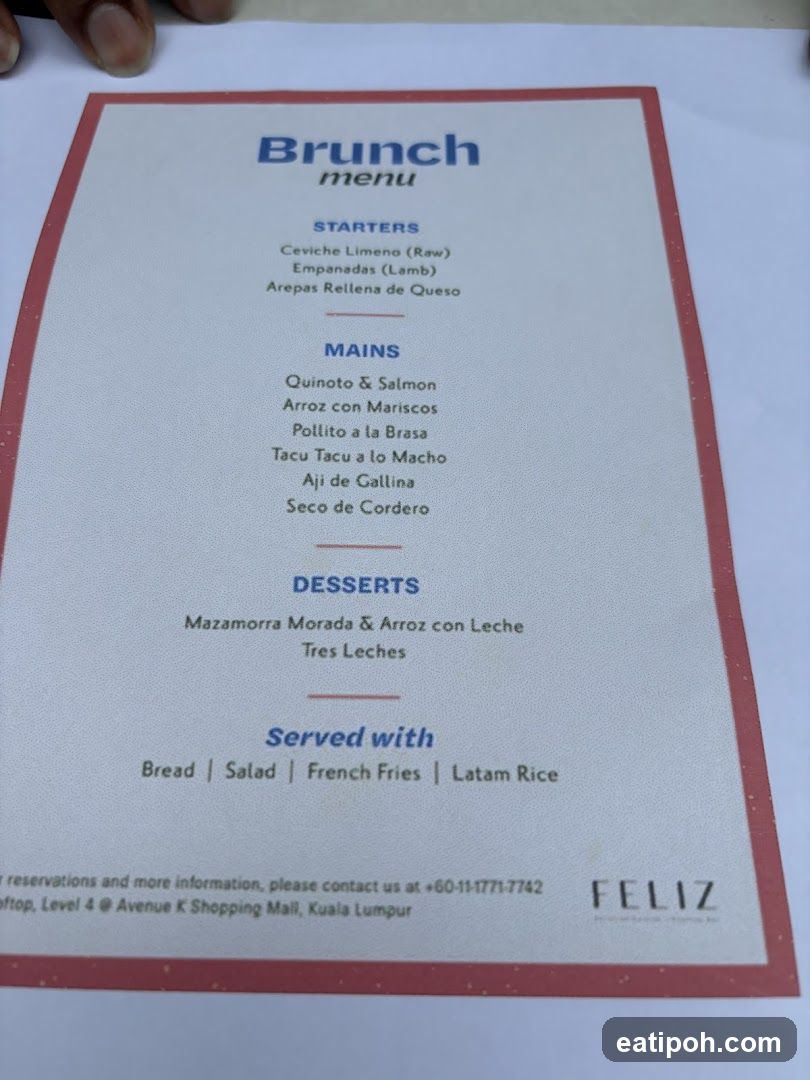 Brunch menu