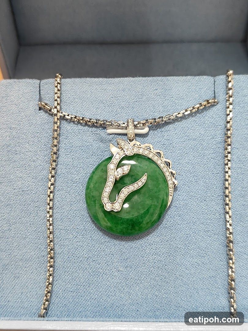 Jade and Diamond Horse Pendant