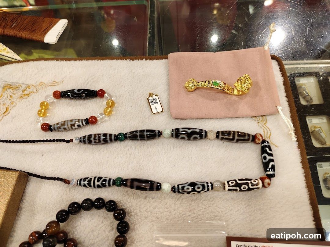 Tibetan Dzi Beads and Jewelry Display