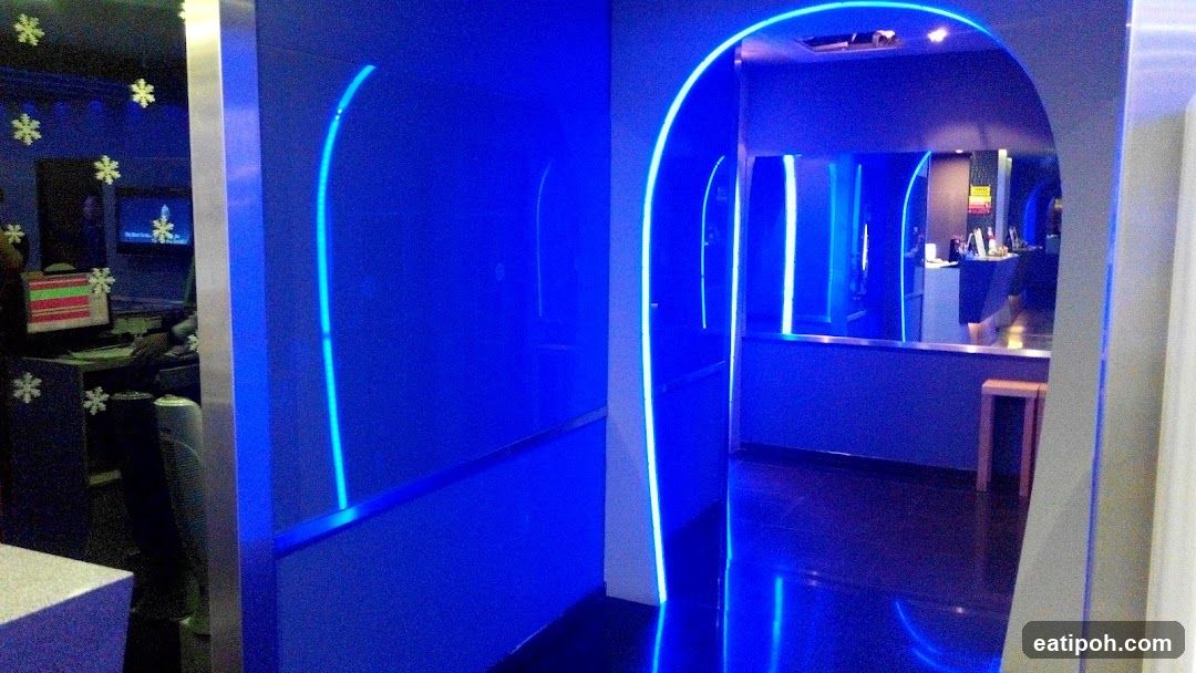 Modern Interior with Blue Neon Lighting