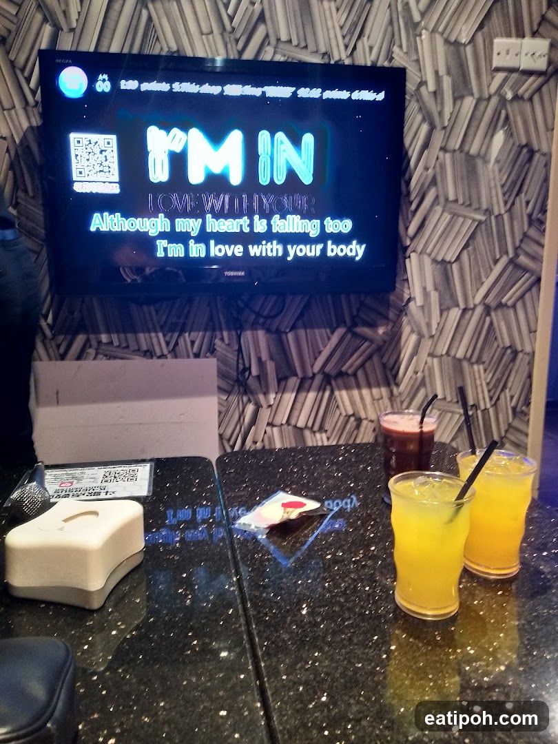 Karaoke Screen with Drinks