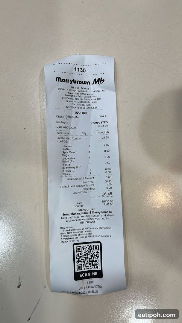 Marrybrown Receipt
