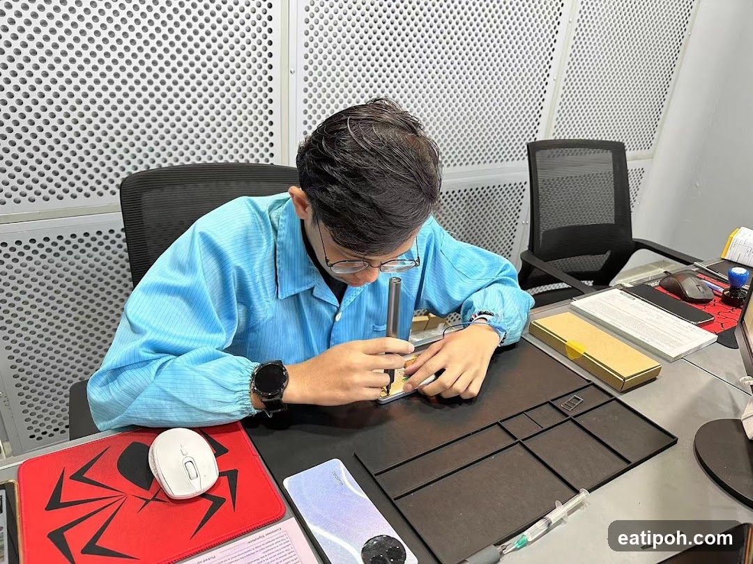 Technician working on electronics
