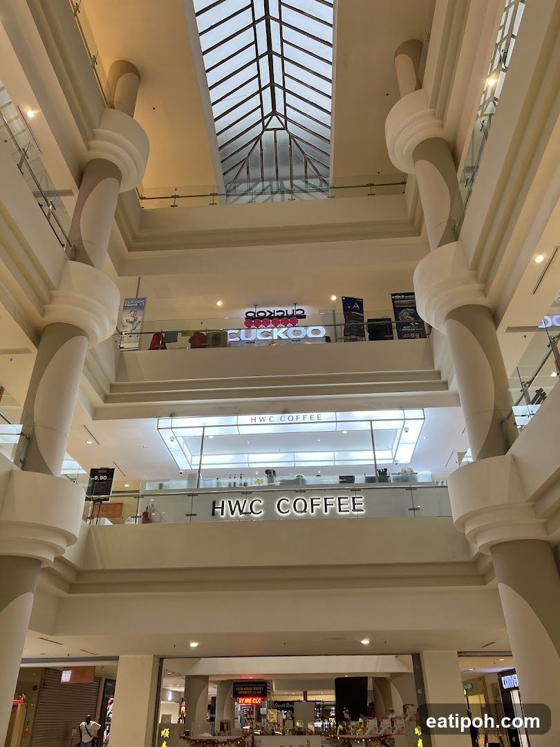 Interior of a multi-level shopping mall