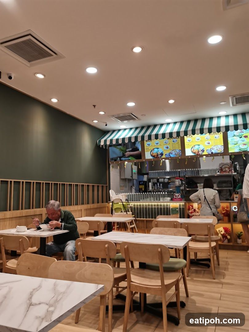Restaurant Interior with Diners and Menu Boards