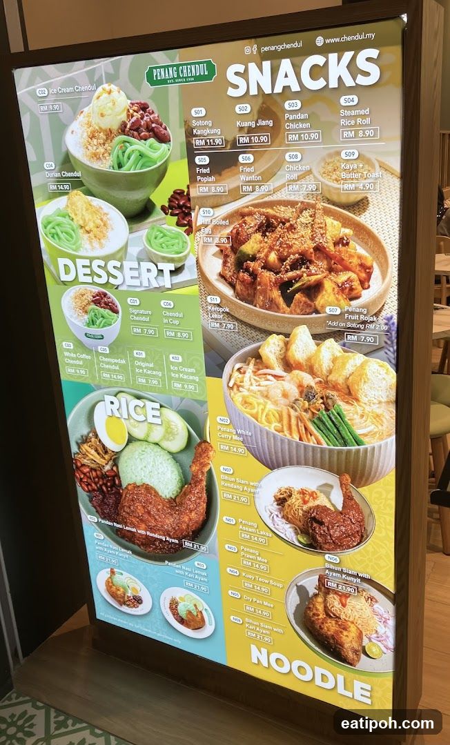 Penang Chendul Menu