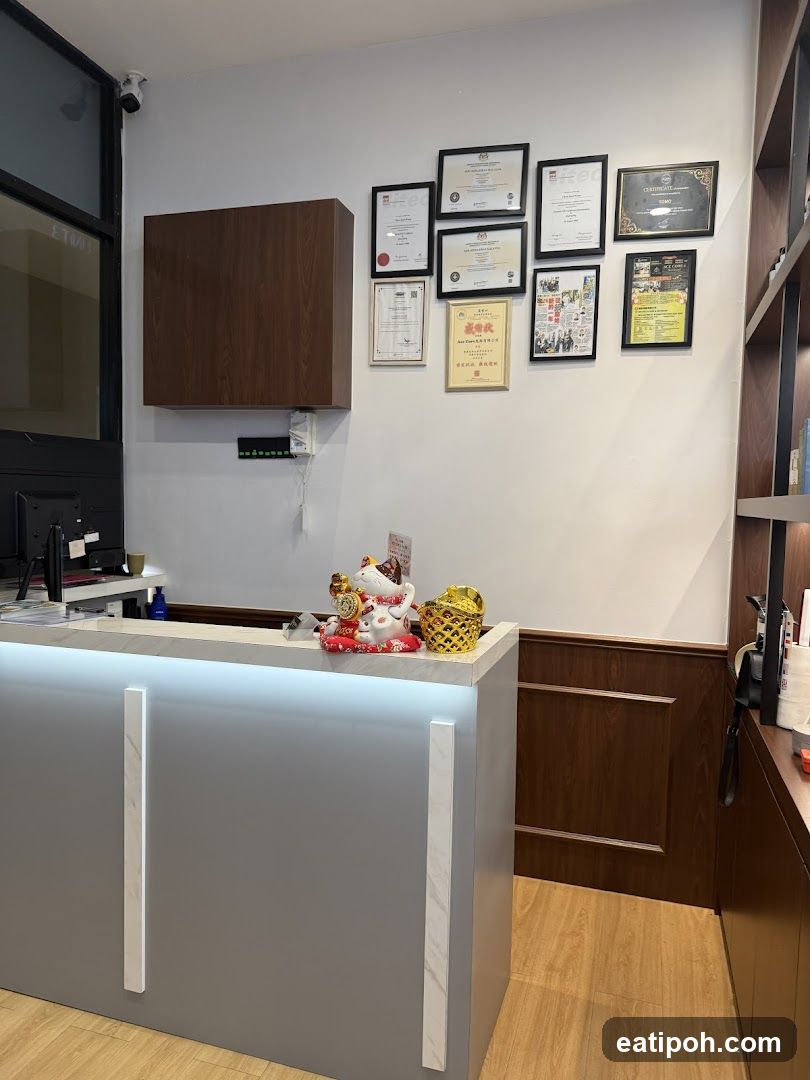 Reception Desk with Certificates