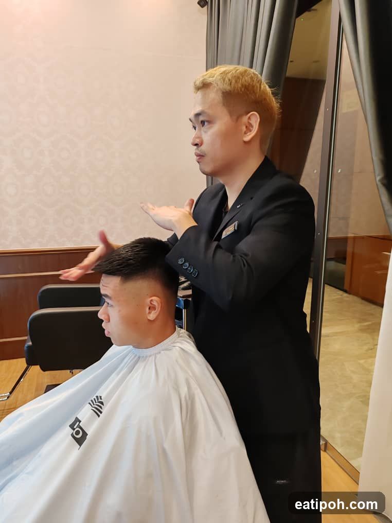 Barber giving a haircut