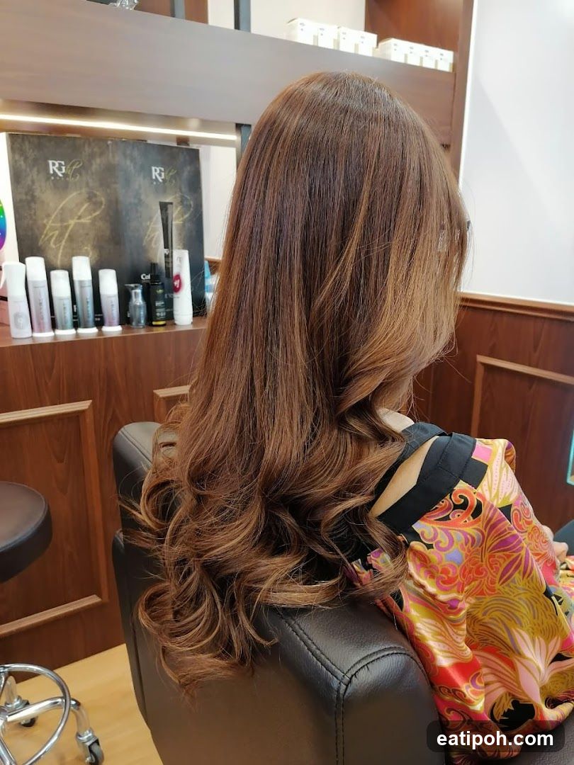 Woman with styled brown hair