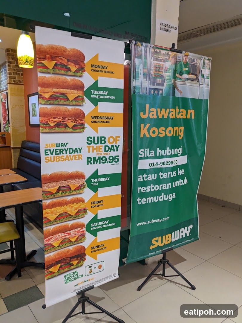 Subway Daily Specials and Job Advertisement