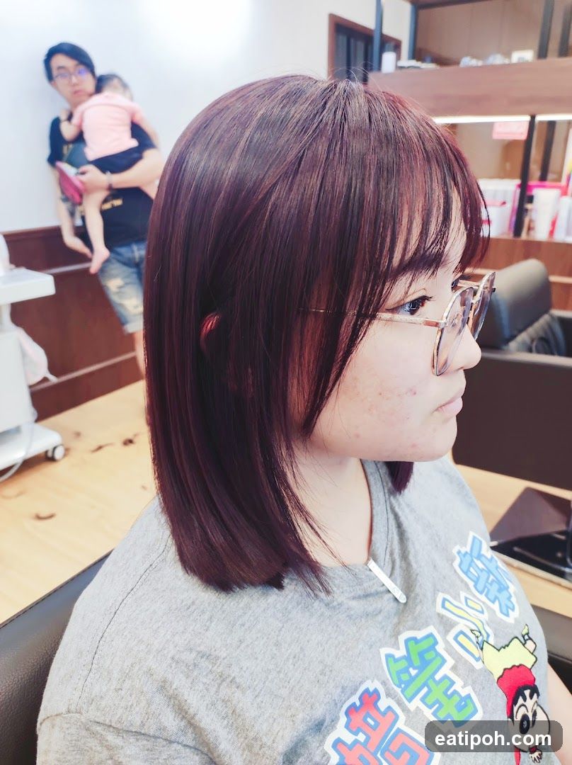 Woman with new haircut
