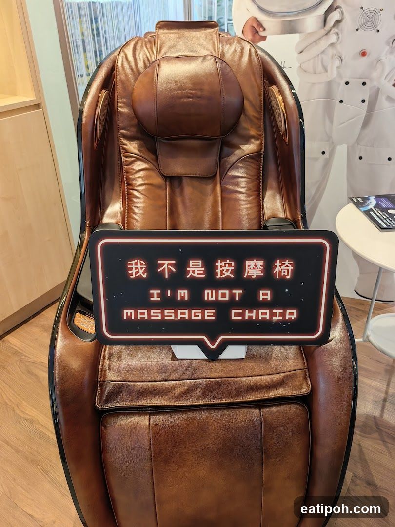 Brown Leather Chair with Sign