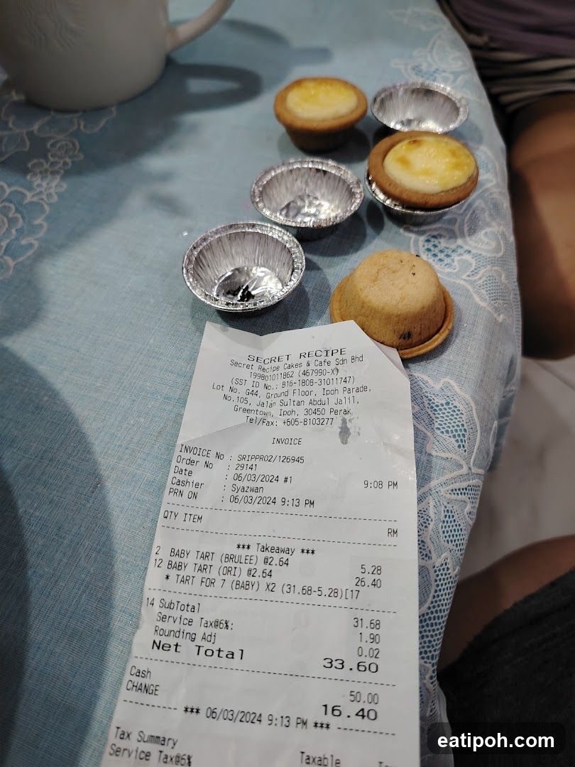 Secret Recipe Receipt and Tarts