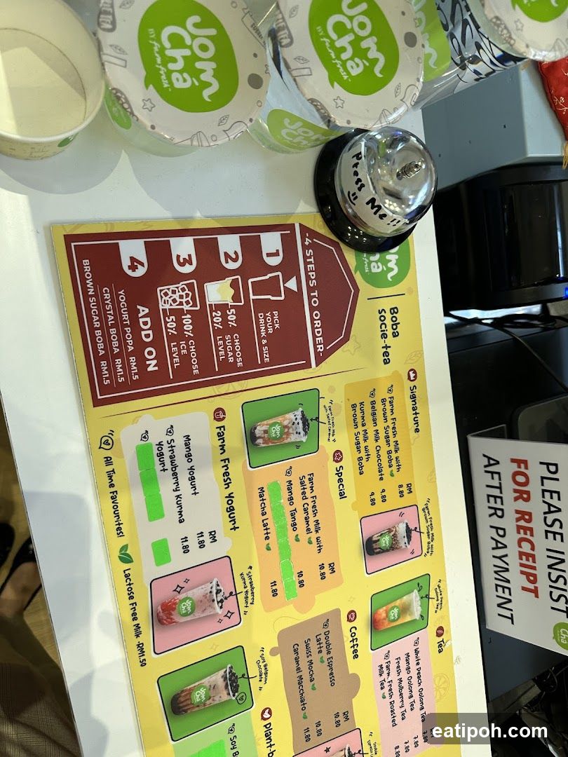 Jom Cha Menu