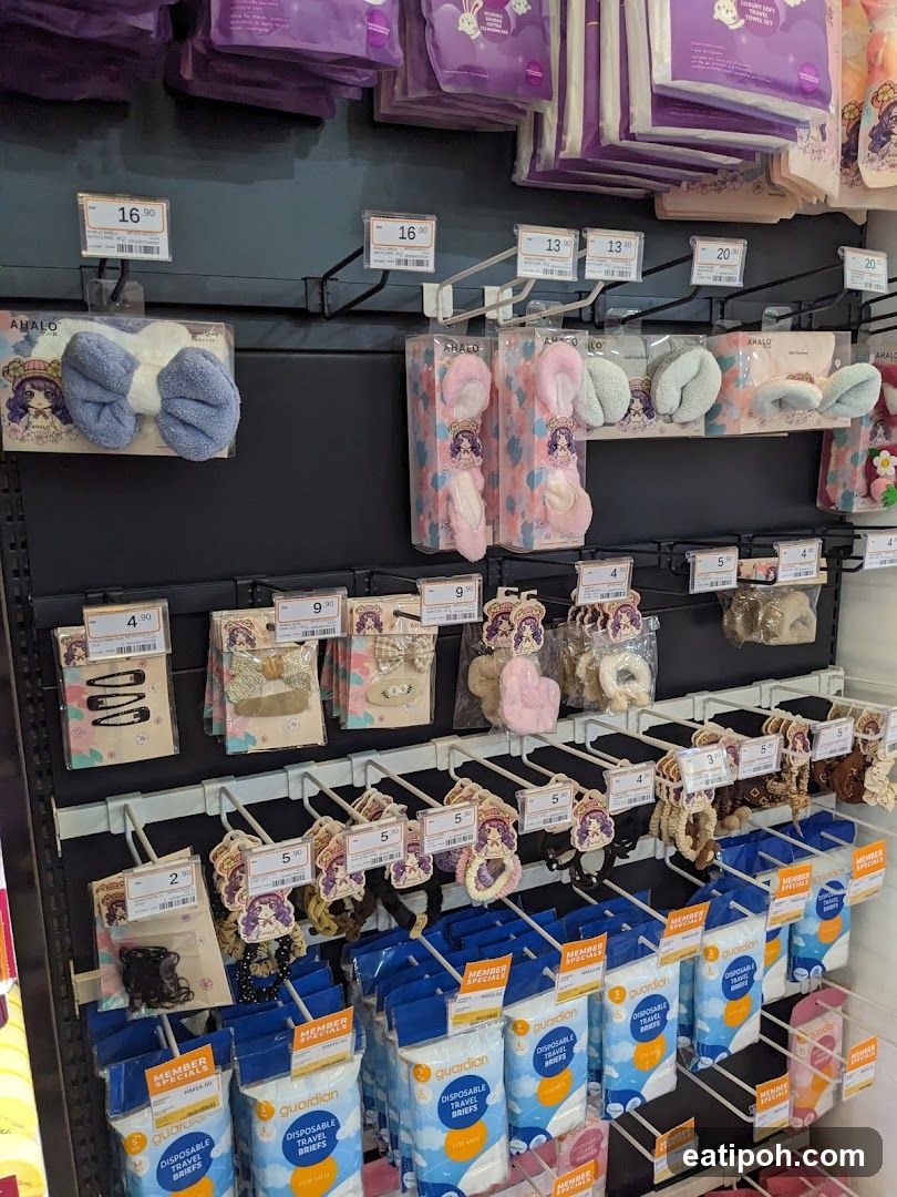 Assortment of hair accessories and travel briefs