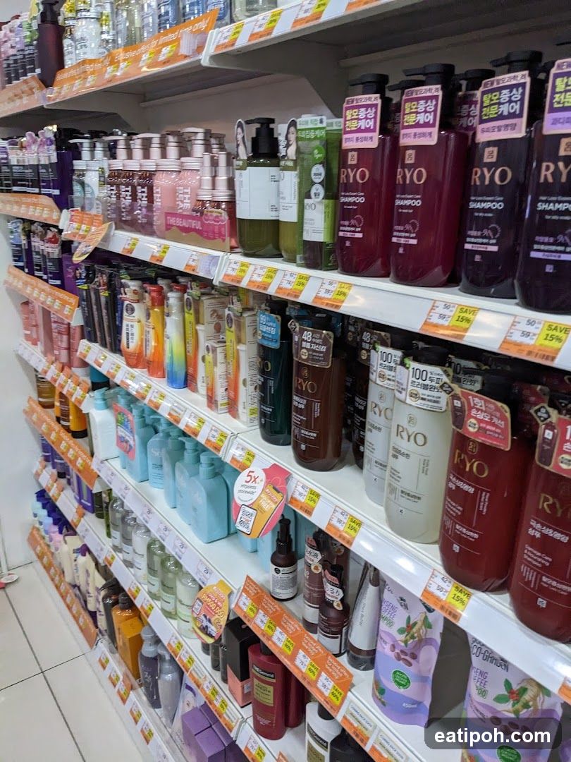 Shampoo and Hair Care Products on Shelves