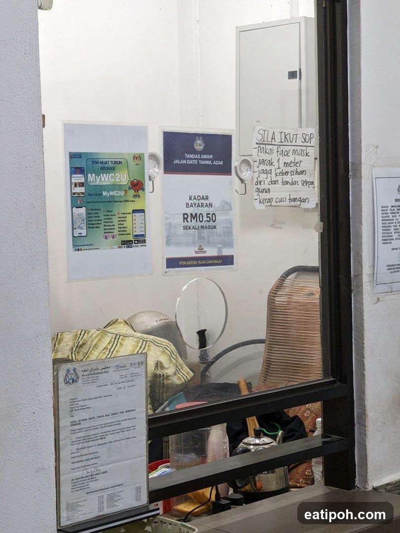 Notice board with payment information and SOP
