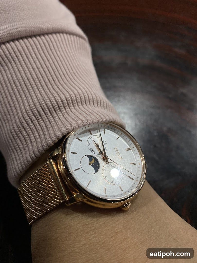 Rose Gold Watch with Moon Phase