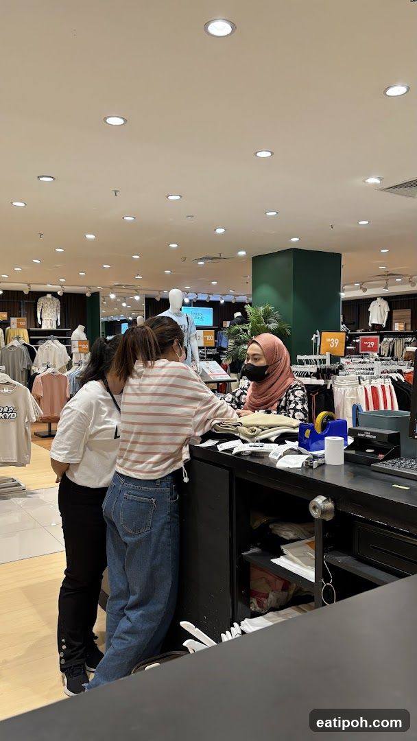 Checkout counter in a clothing store