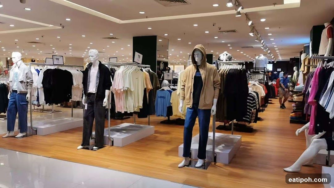 Clothing store interior with mannequins