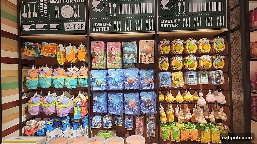 Store Display of Toys and Household Items