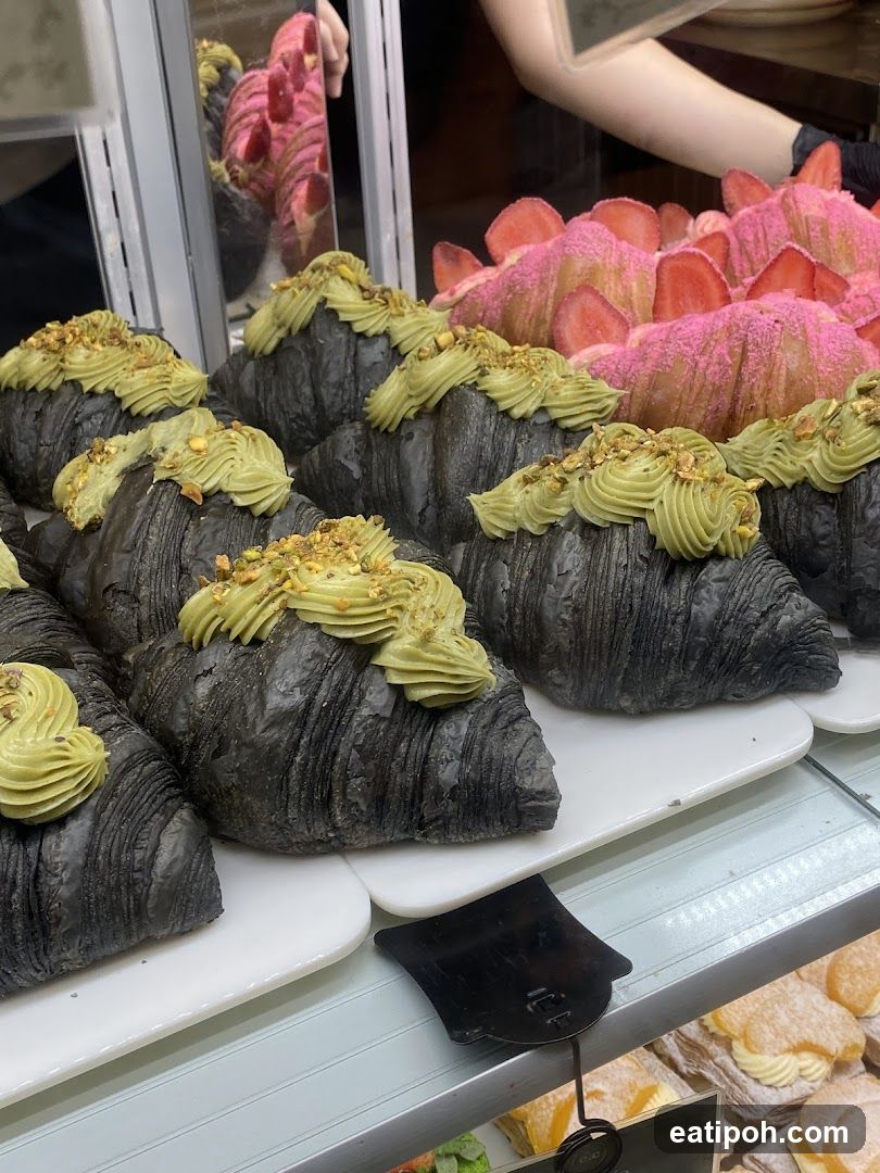 Croissants with Pistachio Cream and Strawberry Pastries