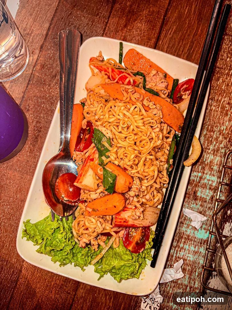Noodle Dish with Sausages and Vegetables