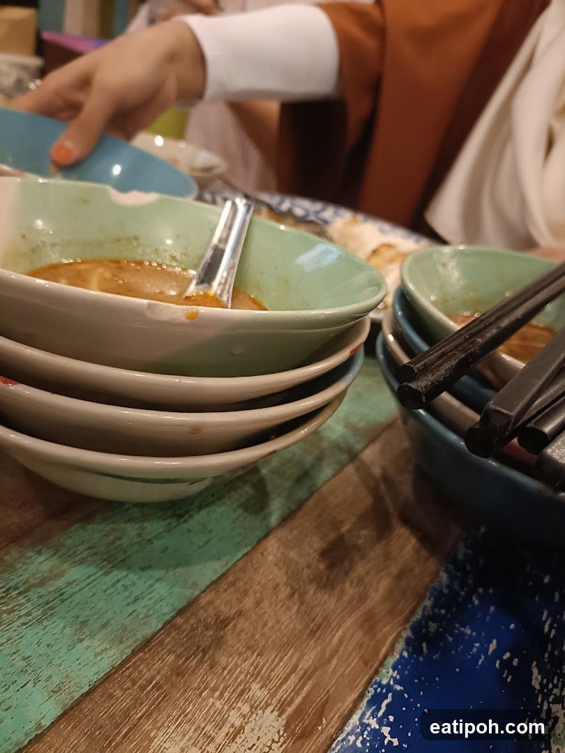 Table with Used Bowls and Chopsticks