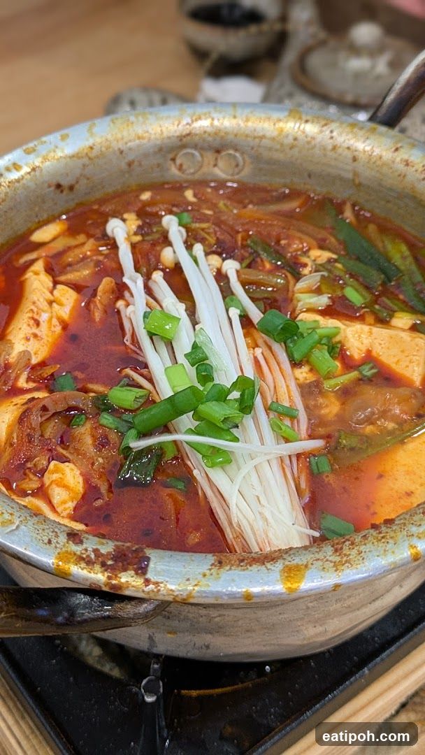 Kimchi Stew with Tofu and Enoki Mushrooms