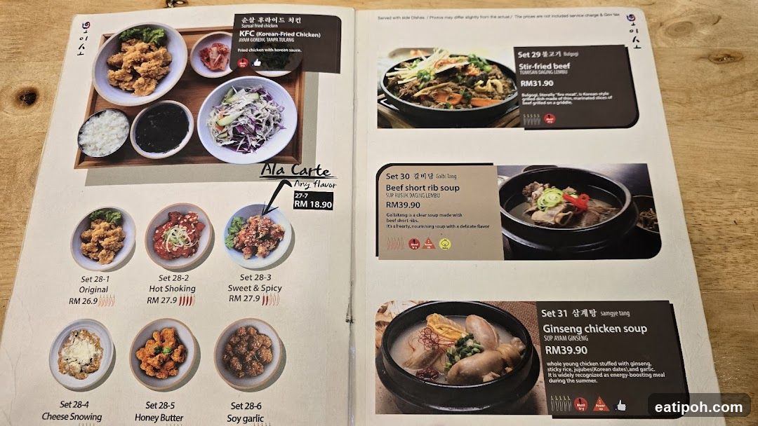 Korean Fried Chicken Menu