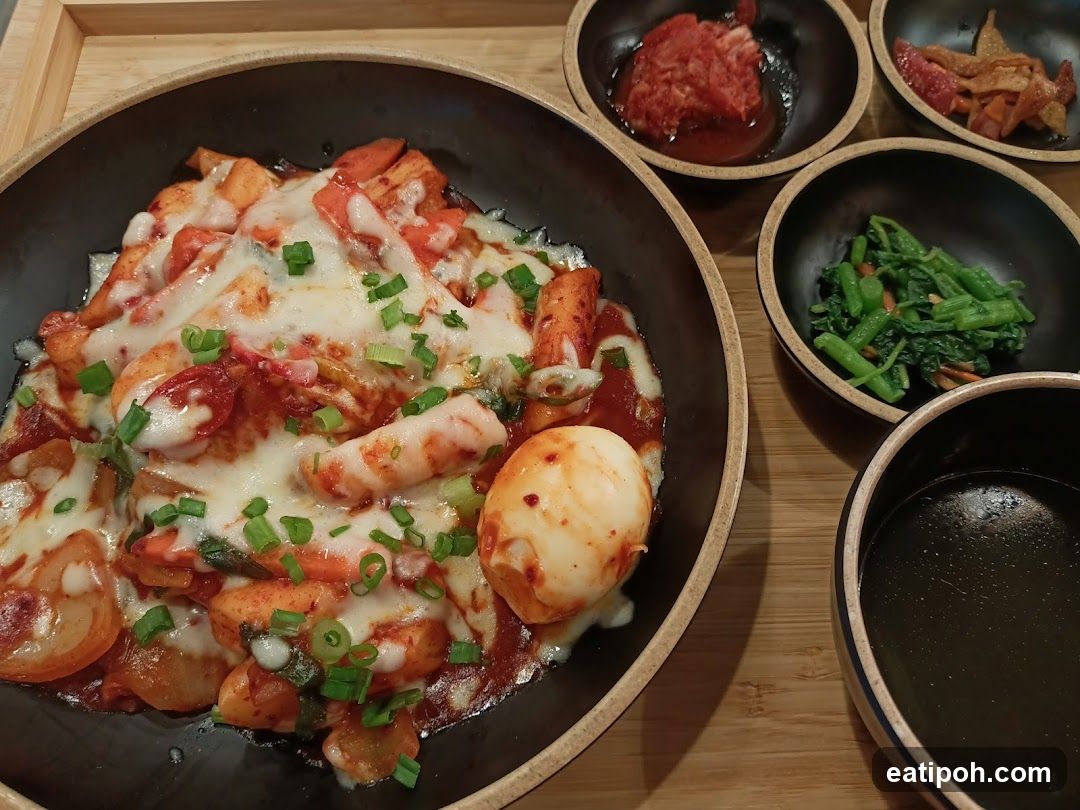 Cheesy Tteokbokki with Side Dishes