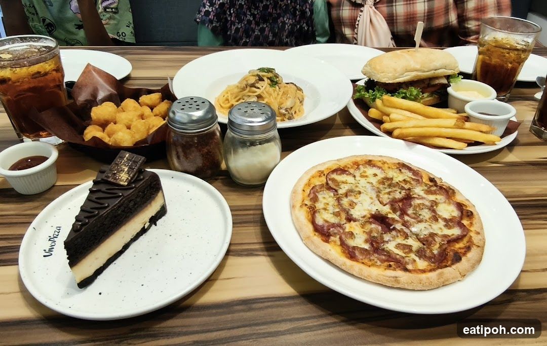 Table with various food items