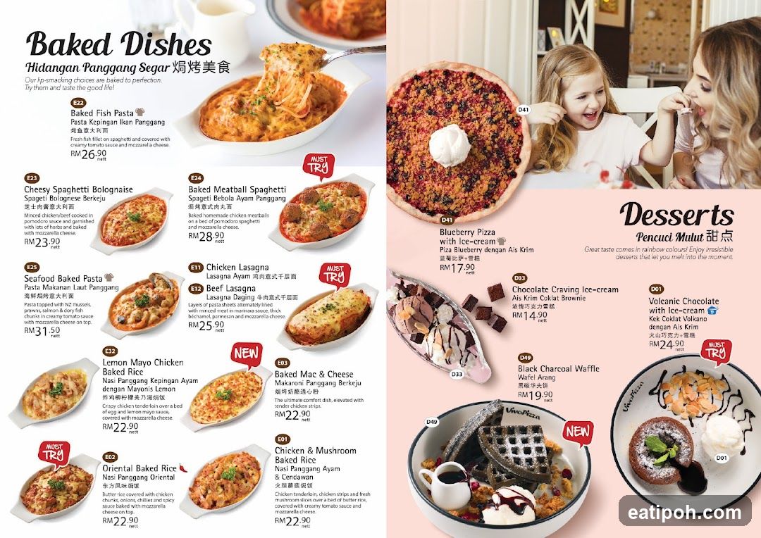 Baked Dishes and Desserts Menu