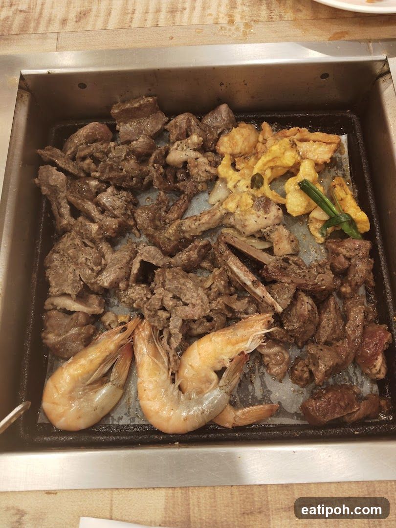 Grill with Meat and Shrimp