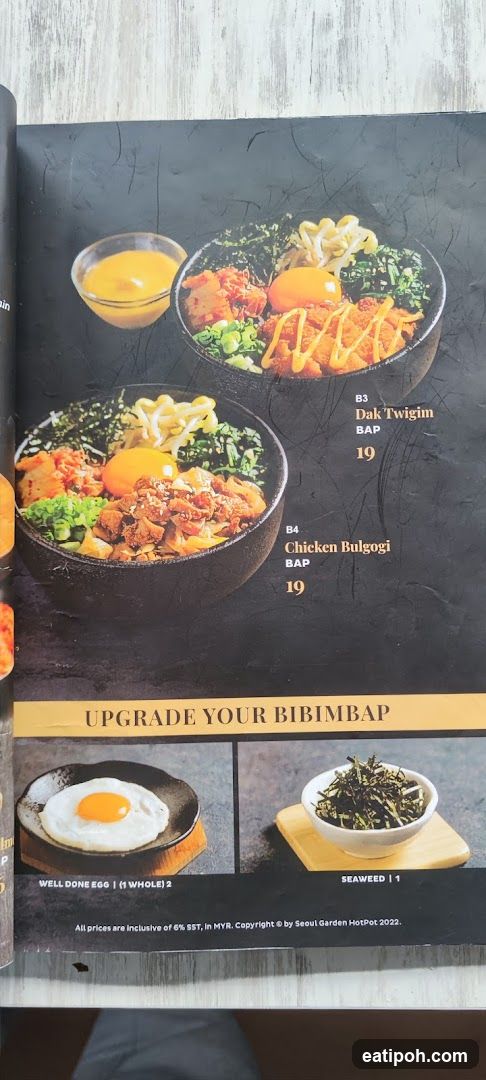 Bibimbap Menu