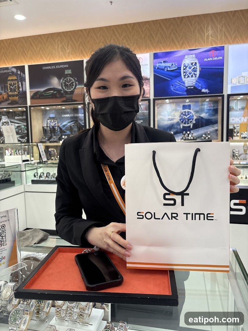 Salesperson holding a shopping bag